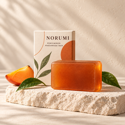 Norumi Persimmon Freshness Bar with plain unengraved amber soap